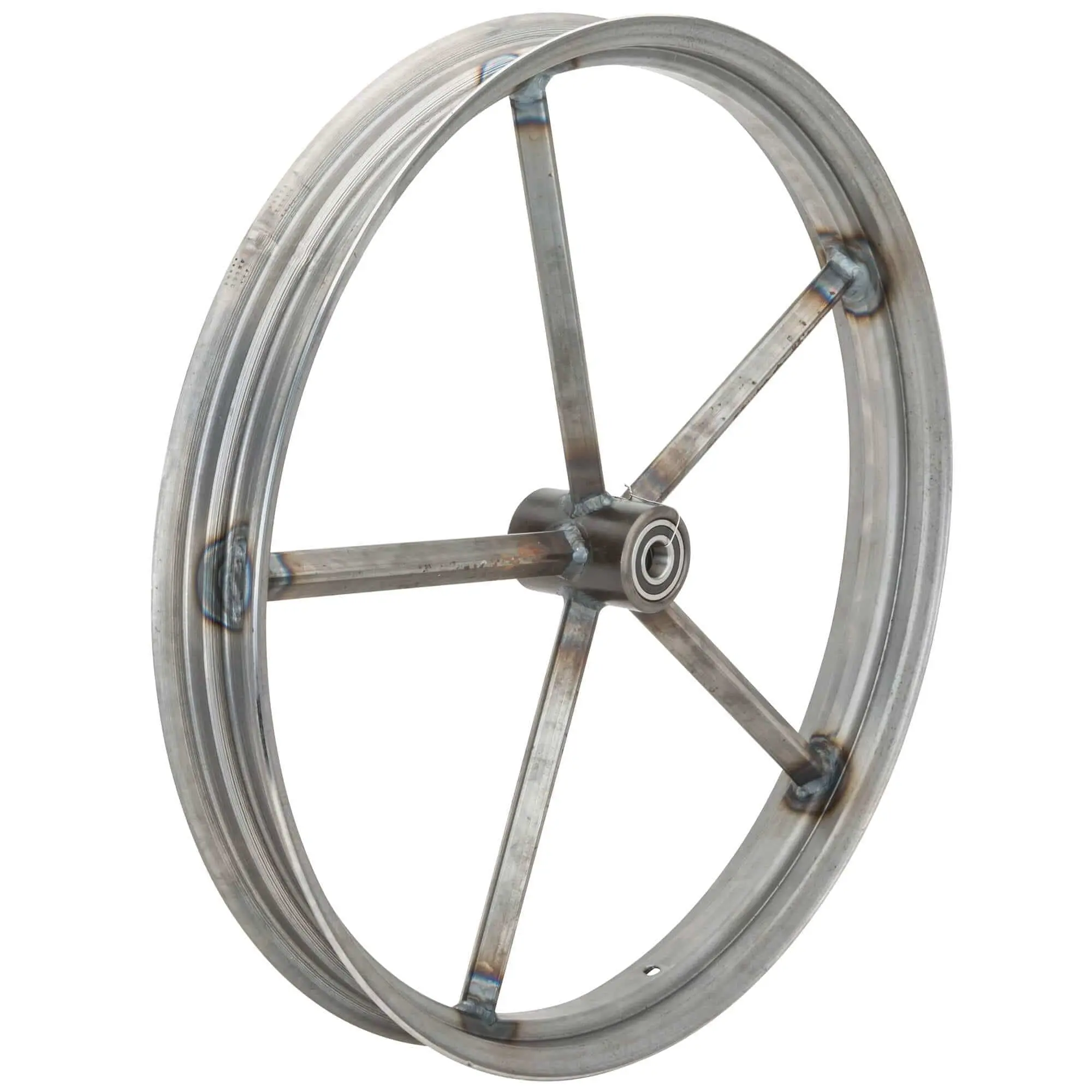 Led Sled Customs Square Spoke Invader 21 X 2.15 Spool Hub Front Wheel - Raw Steel - Image 3