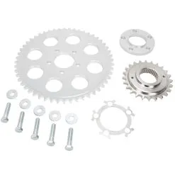 Lowbrow Customs Belt To Chain Conversion Kit Harley-Davidson Dyna 2000-05 Spoked Wheels - Silver Sprocket