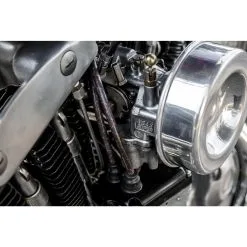 Lowbrow Customs 7mm Cloth 90 Degree Spark Plug Wire Sets - Black W/ Red Tracers -Motorcycle Chain Sales Shop 010602 LowbrowCustoms7mmSolidCoreCloth90DegreeSparkPlugWireSets BlackwithRedTracers web2