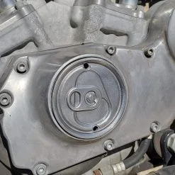 Martian Machine Sideways Can Cast Aluminum Points Cover - Veritcal -Motorcycle Chain Sales Shop 015033 015034 015035 015036 SidewaysCanCastAluminumPointsCover Installed 1