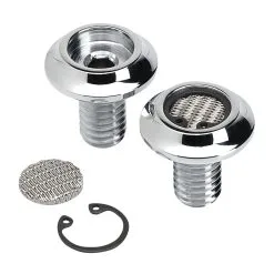 Lowbrow Customs Radius Breather Bolts For Harley-Davidson Twin Cam - Chrome Plated